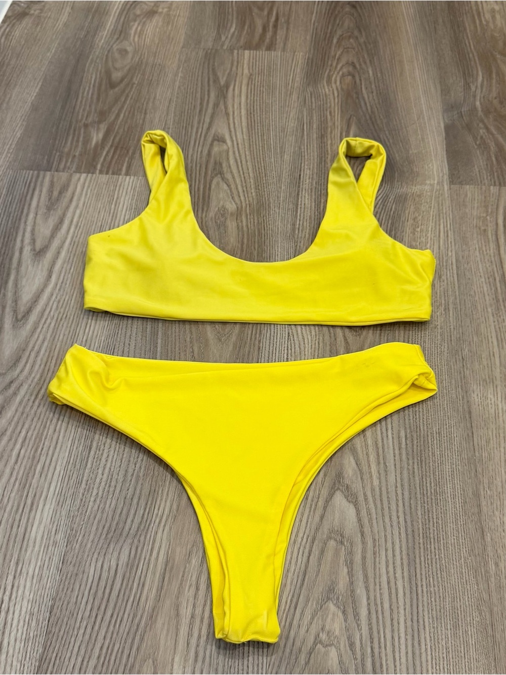 Bright Yellow Scoop Neck Bikini Set